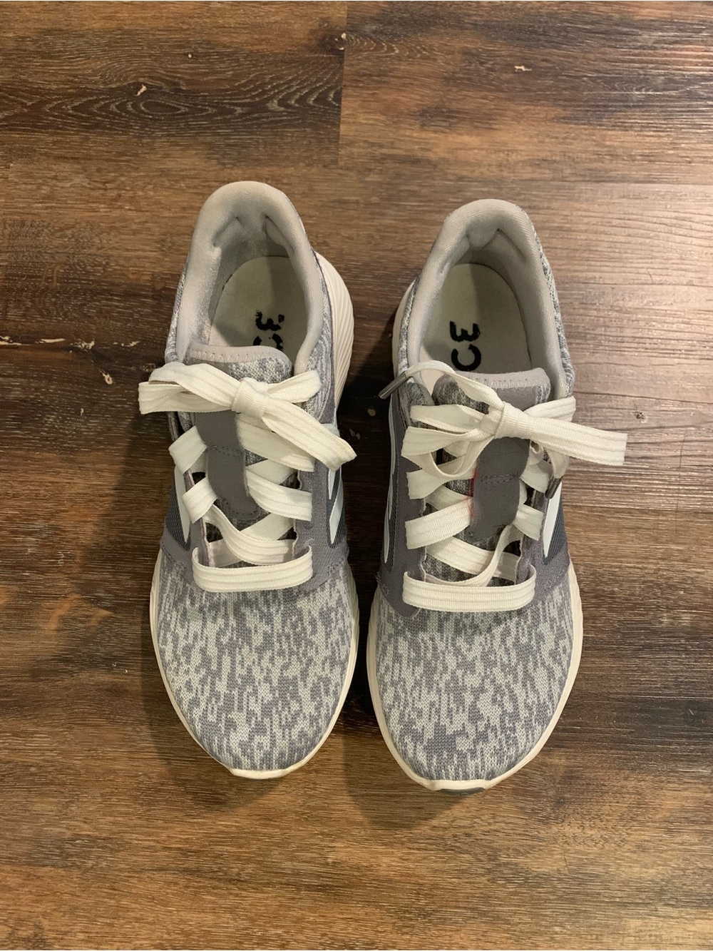 adidas Women's Gray and White Knit Athletic Sneakers